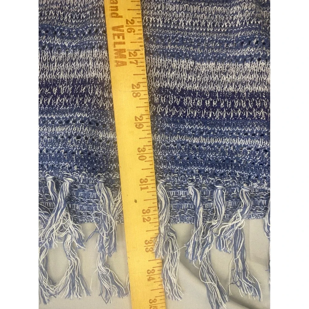 Tommy Bahama Poncho Womens One Size Blue Striped Fringe Knit Beach Cover Up Boho